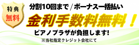 10回均等払い・ボーナス一括払い金利手数料無料